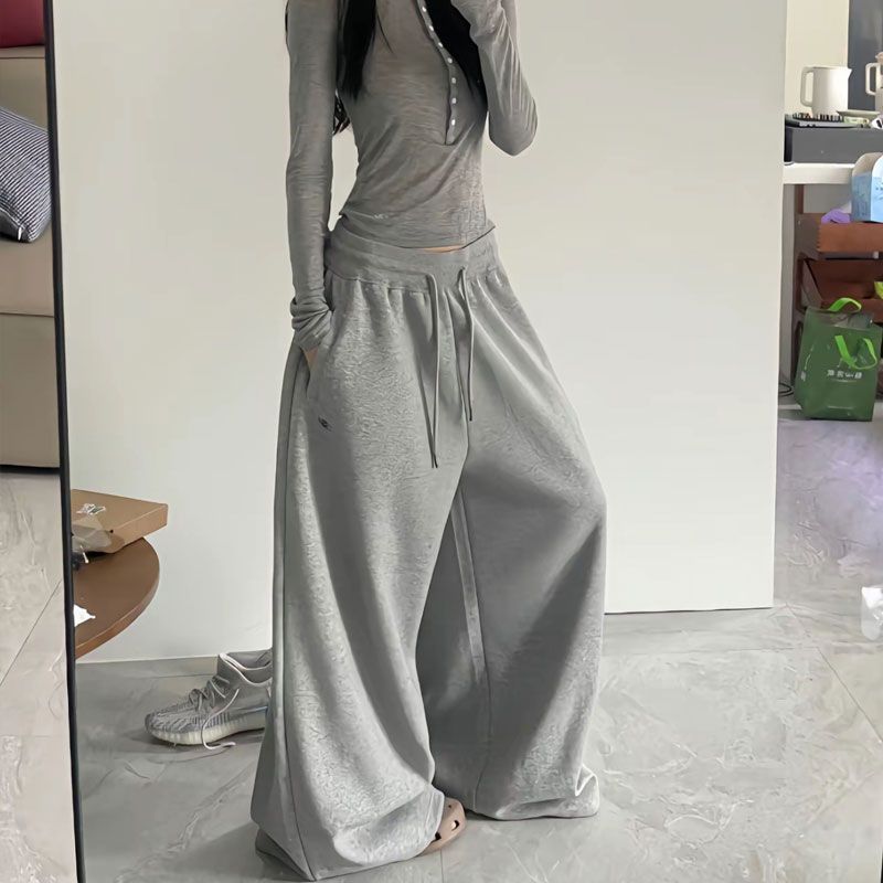 Women's Casual Retro Wide Leg Loose Hip Hop Streetwear Trousers
