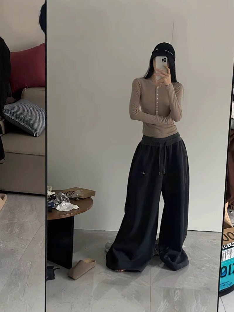 Women's Casual Retro Wide Leg Loose Hip Hop Streetwear Trousers