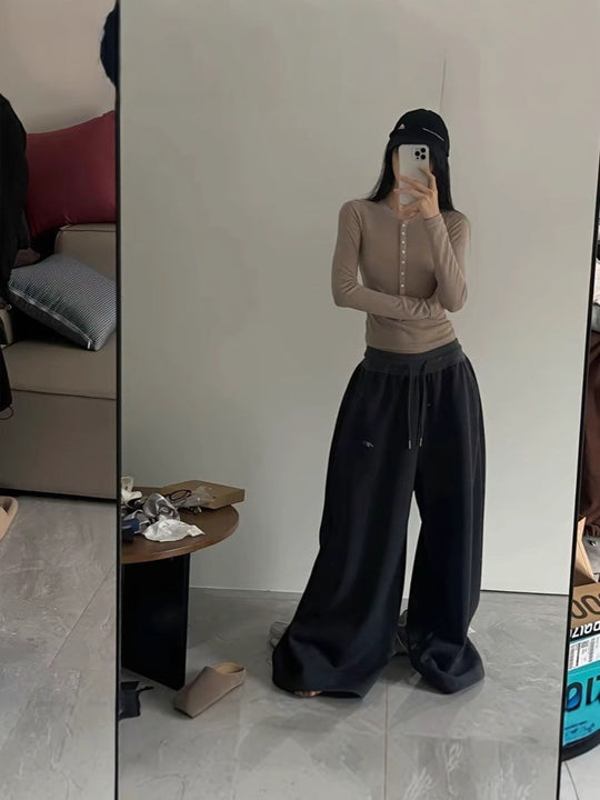 Women's Casual Retro Wide Leg Loose Hip Hop Streetwear Trousers