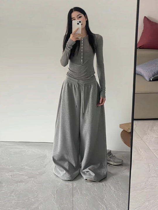 Women's Casual Retro Wide Leg Loose Hip Hop Streetwear Trousers